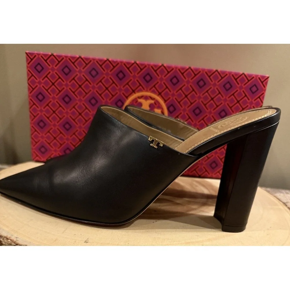 Tory Burch Penelope Black Mule Pumps Pointed Toe‎ Shoes in Black Size 10 369$